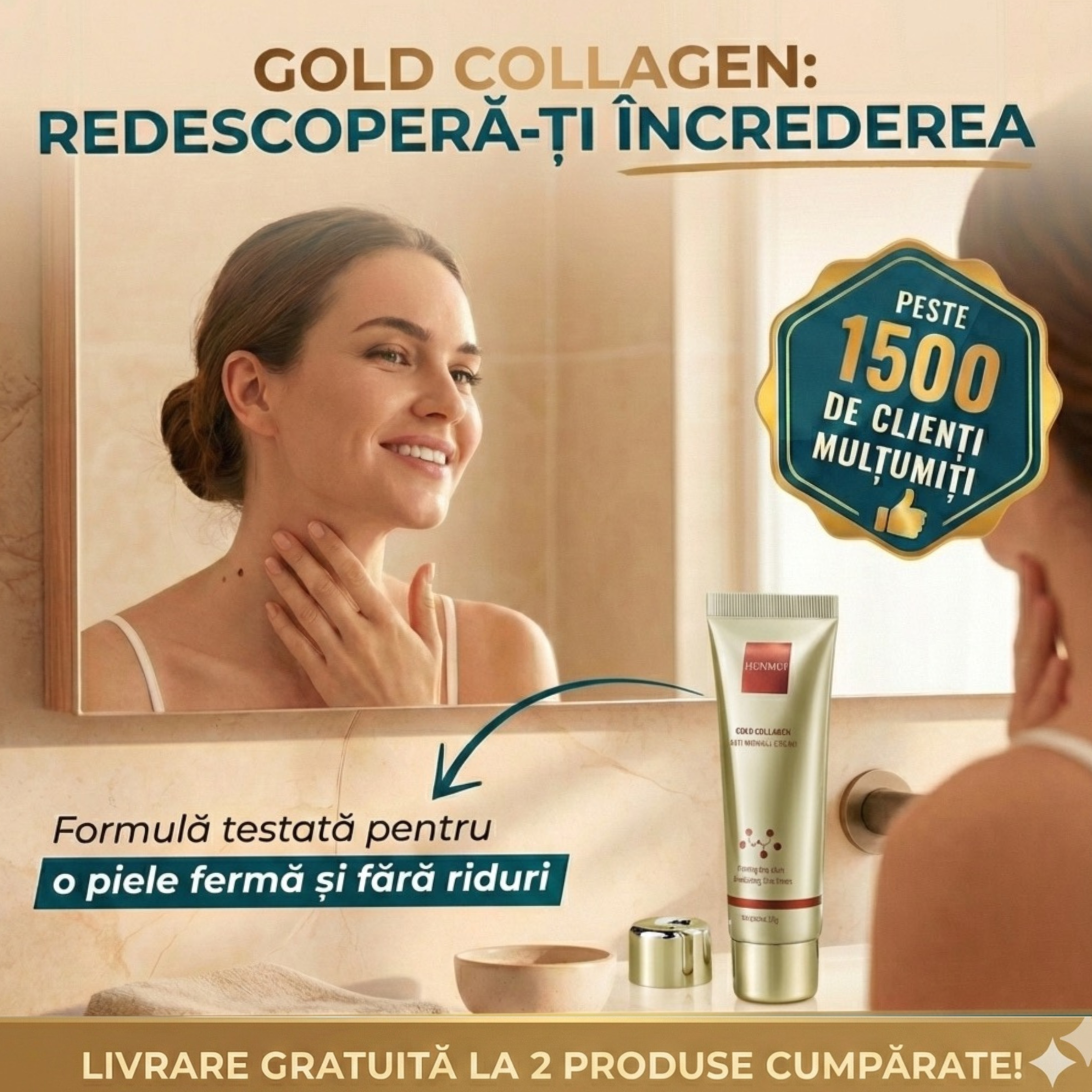 Pachet Gold Collagen – Tratament de Reîntinerire Facială: 1+1 GRATIS (2 buc.)