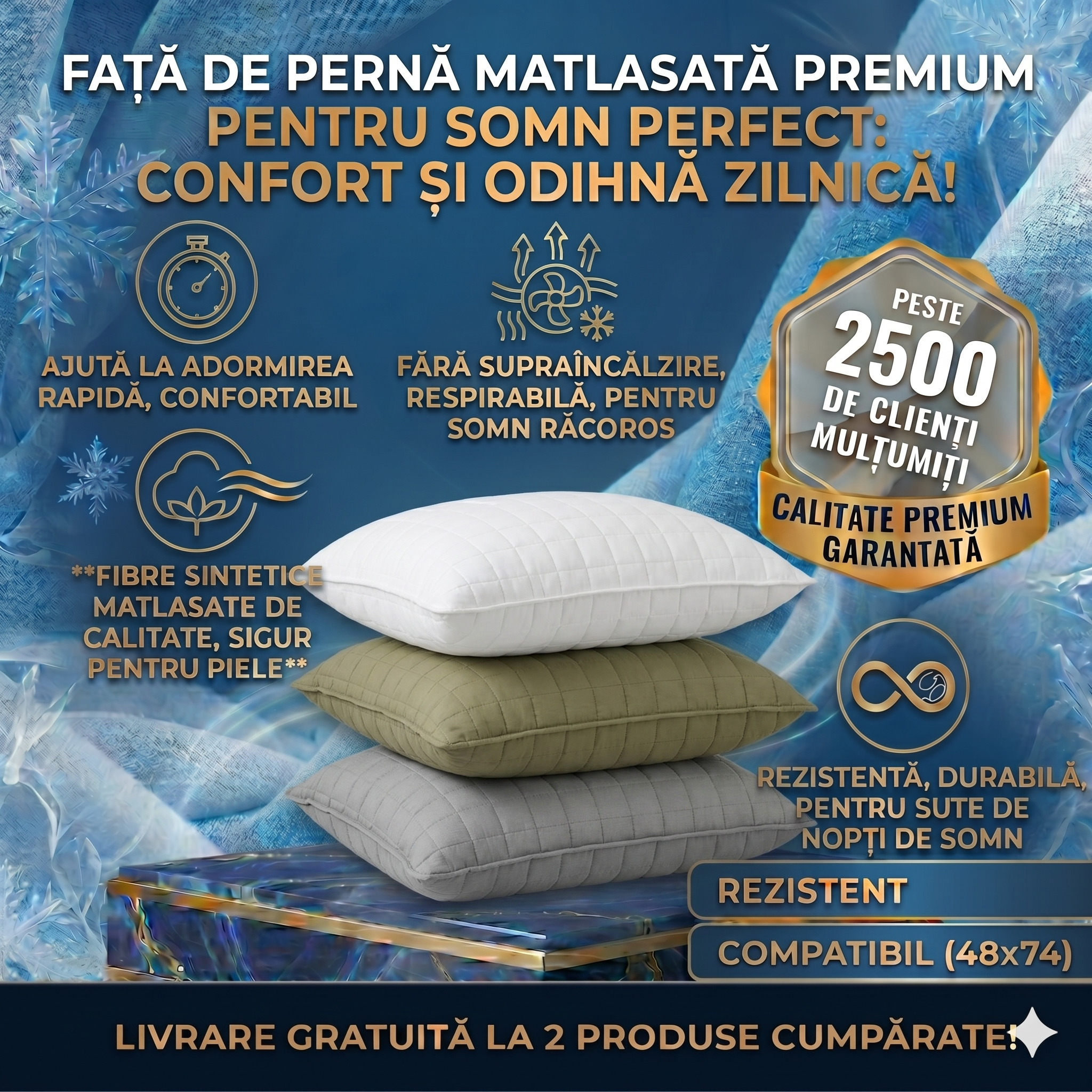 Fața de pernă rece – matlasată, ultra-respirabilă