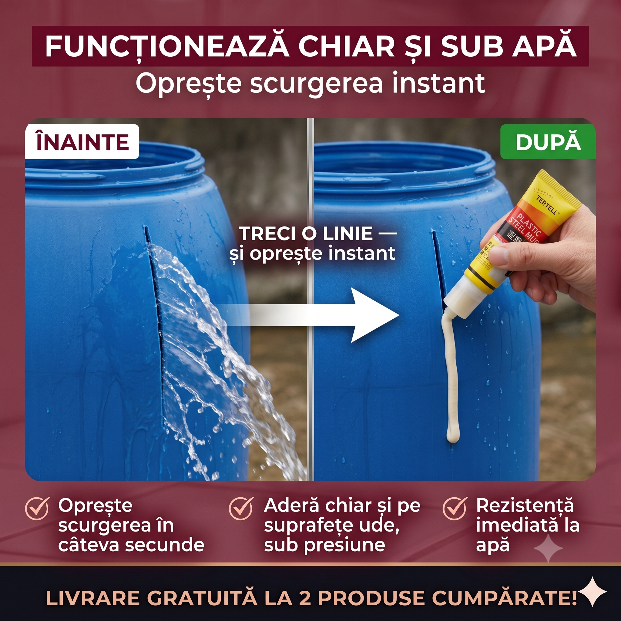 STEELSEAL – Chit-Adeziv Rezistent la Apă pentru Rosturi și Reparații