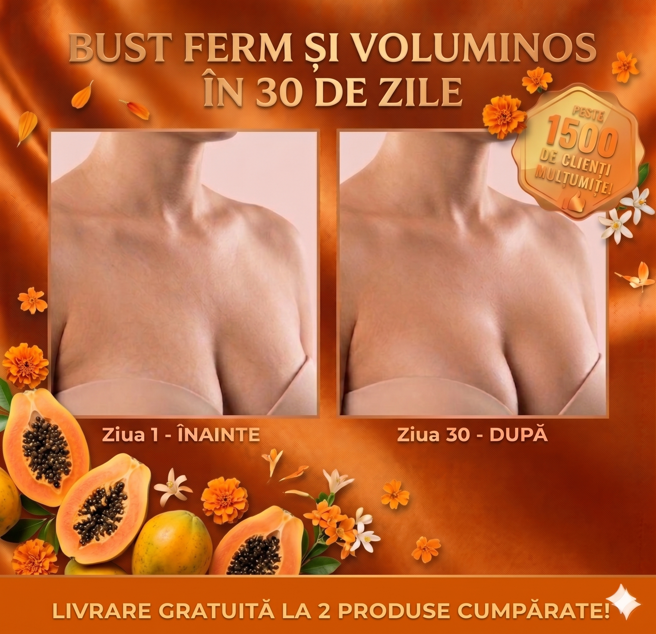 Sadoer - Lifting și Tonifiere Bust cu Extract de Papaya: 1+1 GRATIS (2 buc.)